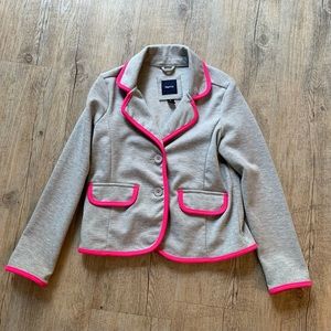 GAP Girls Grey Blazer with Pink Trim - Size 8 (M)